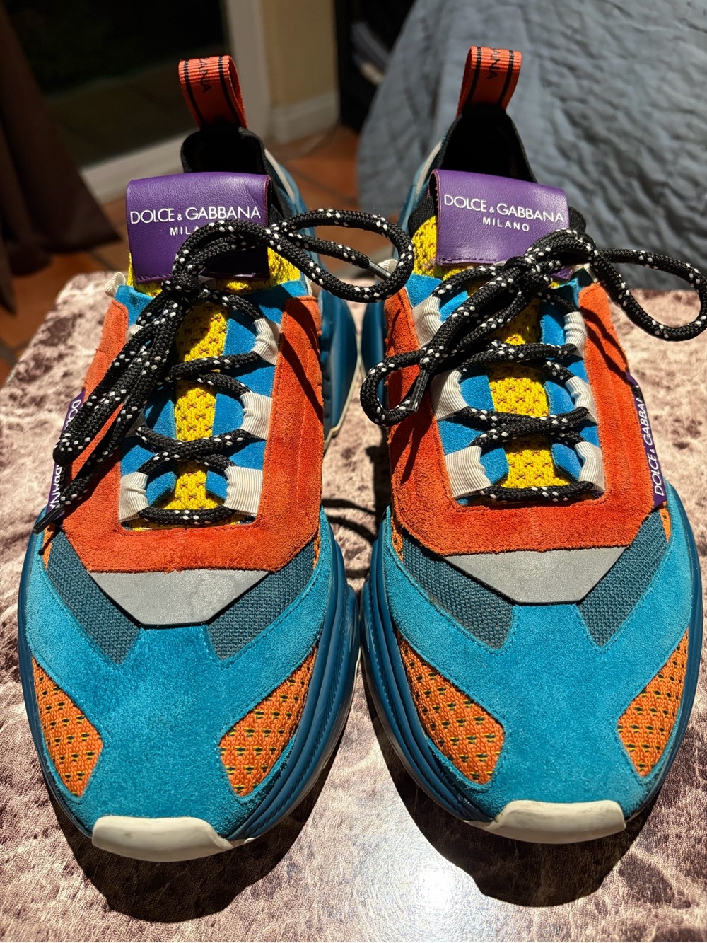 Dolce & Gabbana Daymaster Lace Up suede Sneakers Multicolor Made in Italy